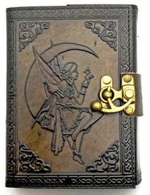 Fairy on Moon Embossed Leather Journal
